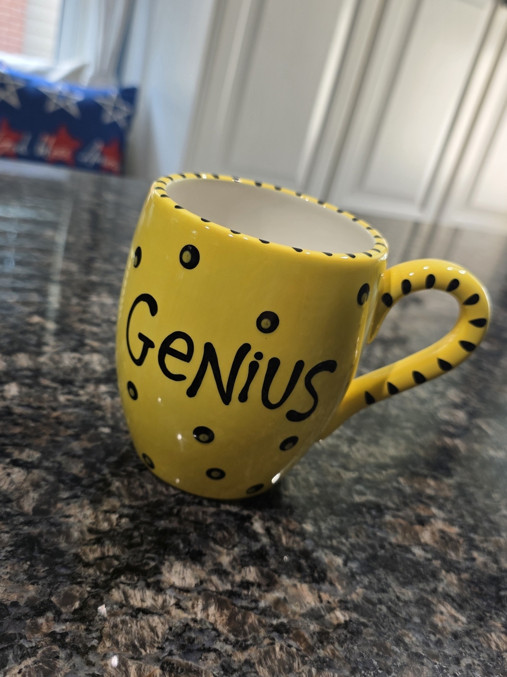 Lorrie Veasey Yellow "Genius" Ceramic Mug